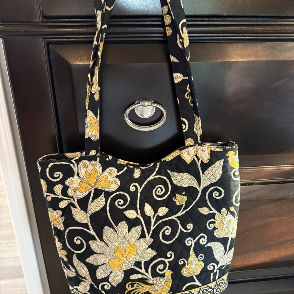 Vera Bradley Black and Yellow Floral Tote